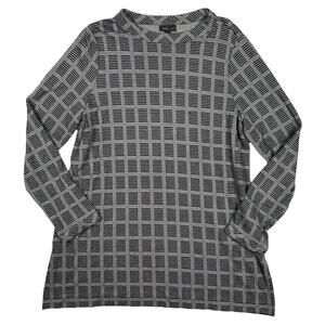 J Jill Wearever Collection Size M Tunic Top Long Sleeve Check Print Black White